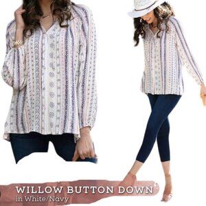 Grace and Lace Willow Button Up Tee XS